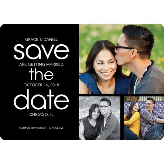 Black Photo Collage Save the Date Cards